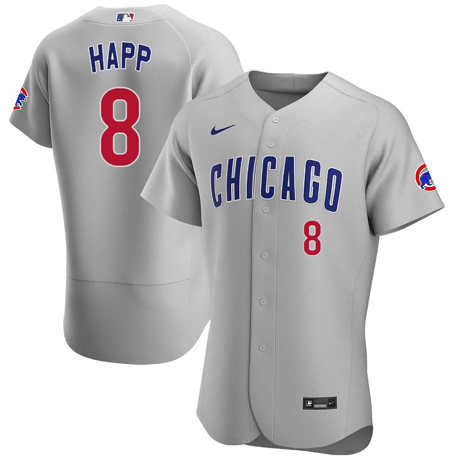 Men's Chicago Chicago Cubs #8 Ian Happ Gray Road 2020 Authentic Team Jersey
