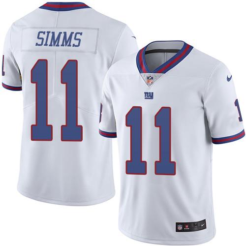 New York Giants #11 Phil Simms White Men's Stitched Limited Rush Jersey Men's