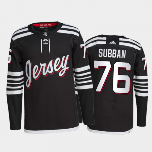 Adidas New Jersey Devils #76 P.K. Subban Men's 2021-22 Alternate Authentic Jersey - Black Men's