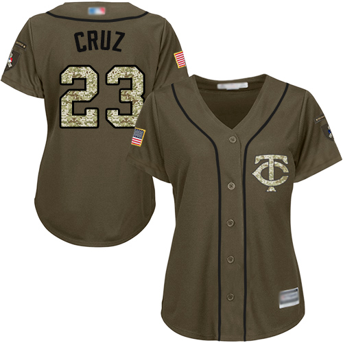Minnesota Twins #23 Nelson Cruz Green Salute to Service Women's Stitched Jersey Womens