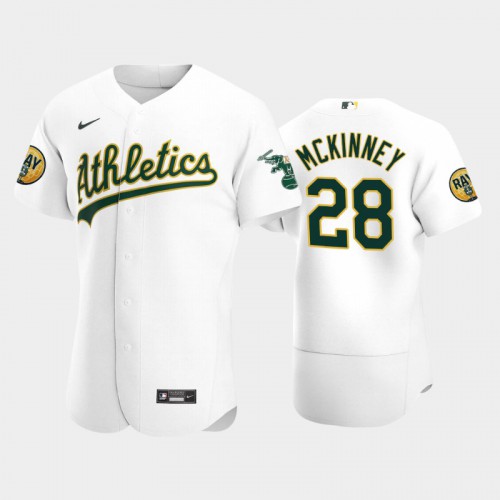 Oakland Oakland Athletics #28 Billy McKinney Men's 2022 Ray Patch Authentic Home White Jersey Men's
