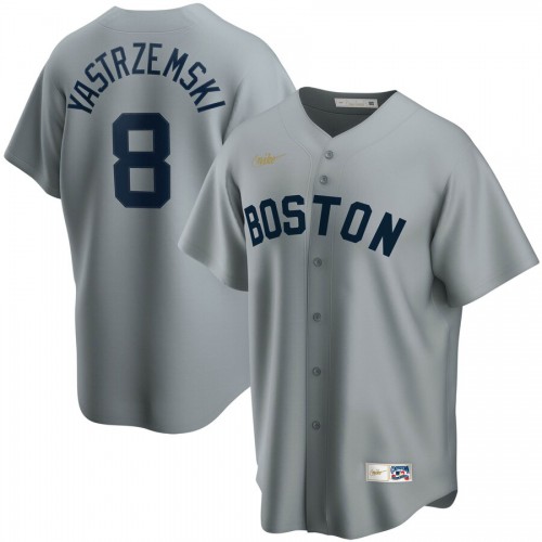 Boston Boston Red Sox #8 Carl Yastrzemski Road Cooperstown Collection Player Jersey Gray Men's