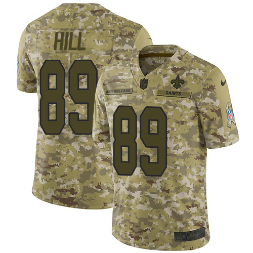 New Orleans Saints #89 Josh Hill Camo Men's Stitched Limited 2018 Salute To Service Jersey Men's