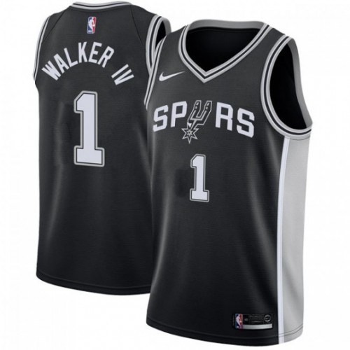 San Antonio Spurs #1 Lonnie Walker IV Black Swingman Icon Edition Jersey Mens
