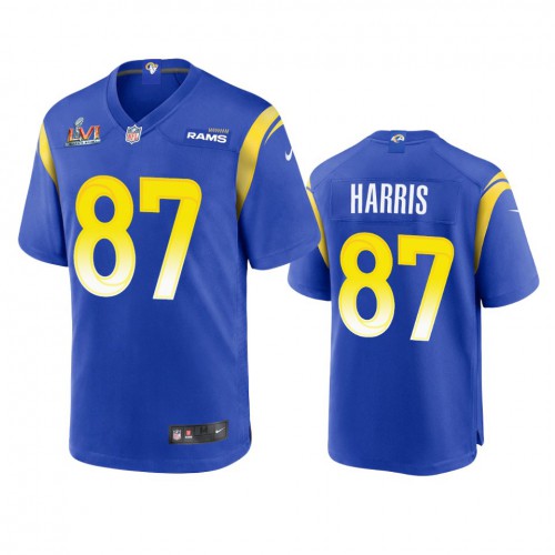 Los Angeles Los Angeles Rams #87 Jacob Harris Men's Super Bowl LVI Patch Game Jersey - Royal Men's