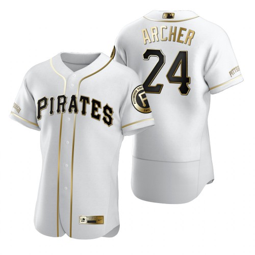 Pittsburgh Pittsburgh Pirates #24 Chris Archer White Men's Authentic Golden Edition Jersey Men's