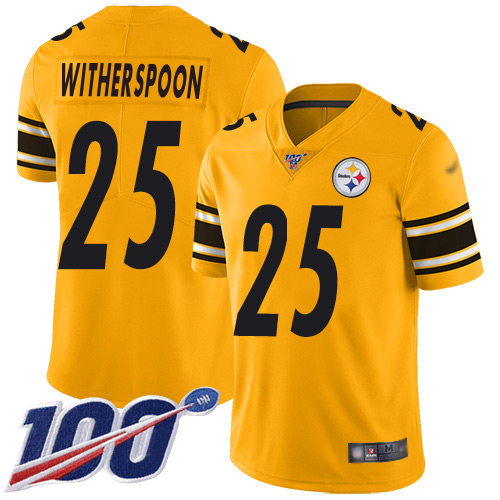 Steelers #25 Ahkello Witherspoon Gold Youth Stitched Limited Inverted Legend 100th Season Jersey