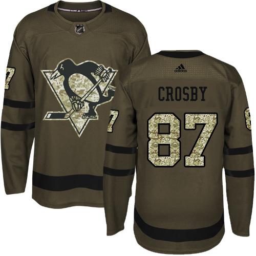 Adidas Pittsburgh Penguins #87 Sidney Crosby Green Salute to Service Stitched Jersey Men's