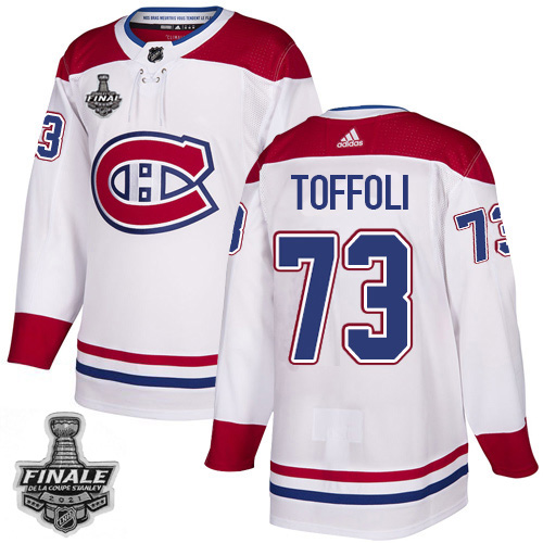 Adidas Montreal Canadiens #73 Tyler Toffoli White Road Authentic Youth 2021 Stanley Cup Final Patch Jersey Youth
