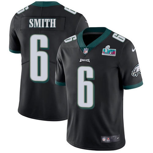 Eagles #6 DeVonta Smith Black Super Bowl LVII Patch Alternate Youth Stitched Vapor Untouchable Limited Jersey
