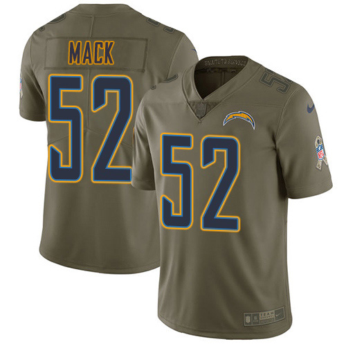 Chargers #52 Khalil Mack Olive Men's Stitched Limited 2017 Salute To Service Jersey