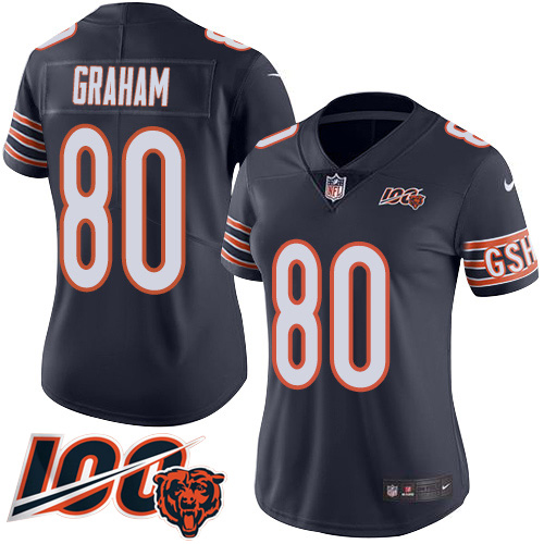 Chicago Bears #80 Jimmy Graham Navy Blue Team Color Women's Stitched 100th Season Vapor Untouchable Limited Jersey Womens