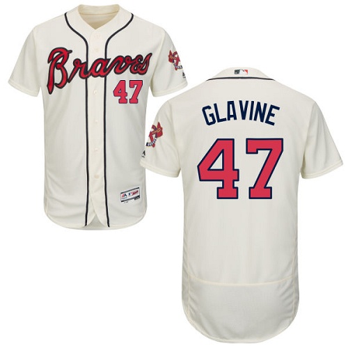 Atlanta Braves #47 Tom Glavine Cream Flexbase Authentic Collection Stitched Jersey Men's