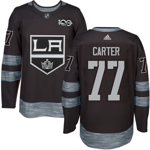 Adidas Los Angeles Kings #77 Jeff Carter Black 1917-2017 100th Anniversary Stitched Jersey Men's