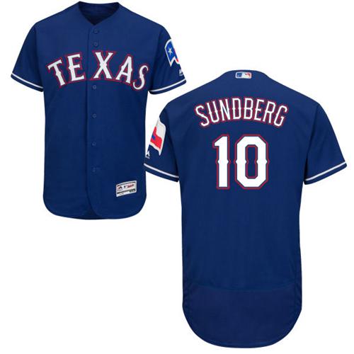 Texas Rangers #10 Jim Sundberg Blue Flexbase Authentic Collection Stitched Jersey Men's