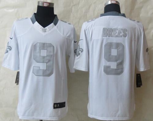Saints #9 Drew Brees White Men's Stitched Limited Platinum Jersey