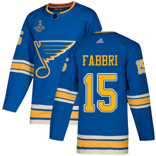 Adidas St. Louis Blues #15 Robby Fabbri Blue Alternate Authentic 2019 Stanley Cup Champions Stitched Jersey Men's