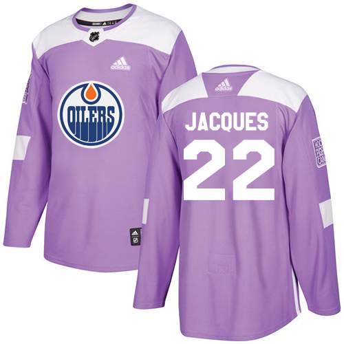 Adidas Edmonton Oilers #22 Jean-Francois Jacques Purple Authentic Fights Cancer Stitched Jersey Men's