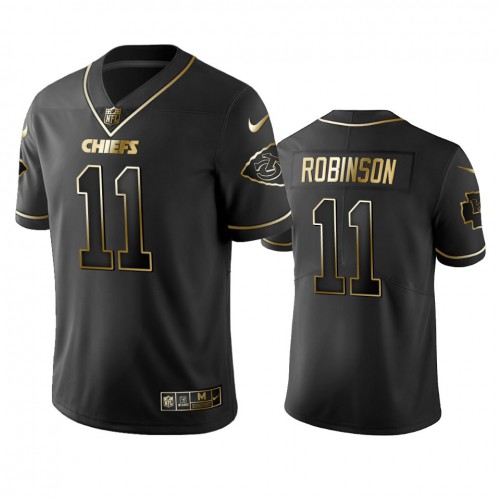 Kansas City Chiefs #11 Demarcus Robinson Black Golden Limited Edition Stitched Jersey Men's