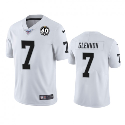 Las Vegas Raiders #7 Mike Glennon White 60th Anniversary Vapor Limited Stitched 100th Season Jersey Men's