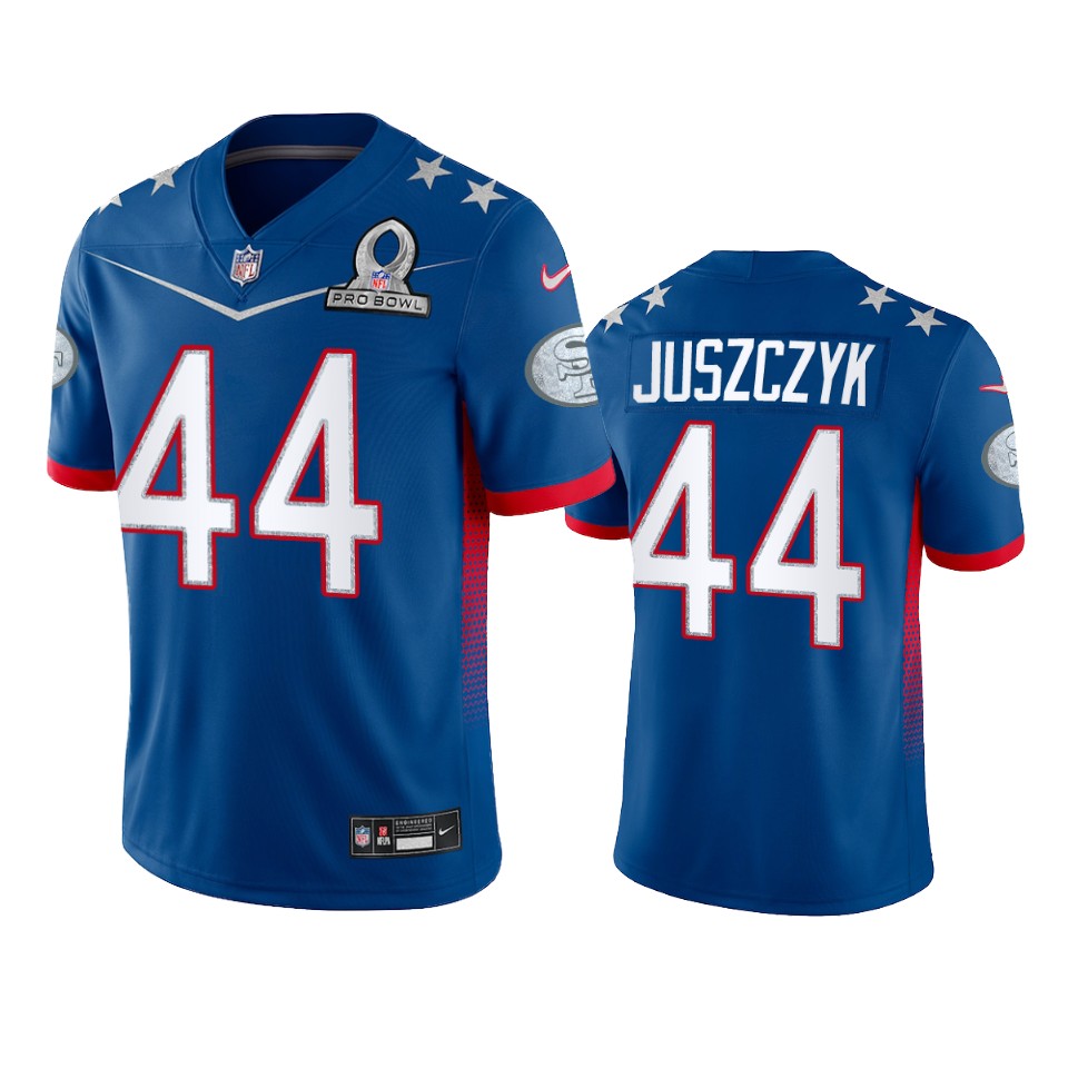 49ers #44 Kyle Juszczyk Men's 2022 NFC Pro Bowl Game Jersey Royal