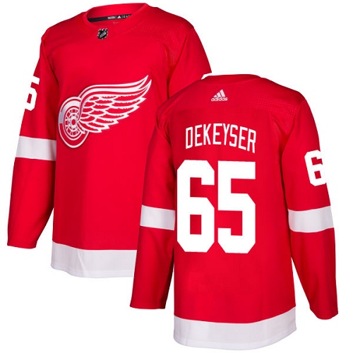 Adidas Detroit Red Wings #65 Danny DeKeyser Red Home Authentic Stitched Jersey Men's
