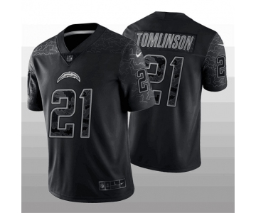 Men's Youth Women's Los Angeles Chargers #21 LaDainian Tomlinson Black Reflective Limited Stitched Football Jersey