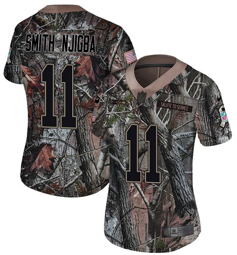 Seahawks #11 Jaxon Smith-Njigba Camo Women's Stitched Limited Rush Realtree Jersey