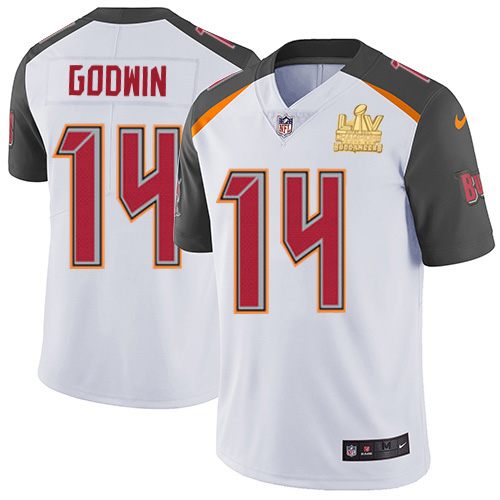Buccaneers #14 Chris Godwin White Youth Super Bowl LV Champions Patch Stitched Vapor Untouchable Limited Jersey