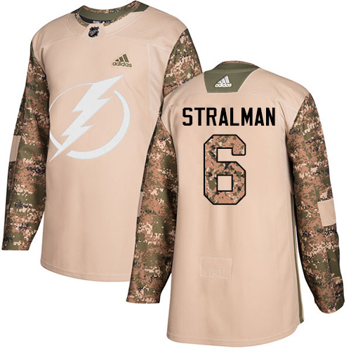 Adidas Tampa Bay Lightning #6 Anton Stralman Camo Authentic 2017 Veterans Day Stitched Jersey Men's
