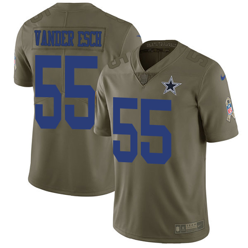 Cowboys #55 Leighton Vander Esch Olive Youth Stitched Limited 2017 Salute To Service Jersey