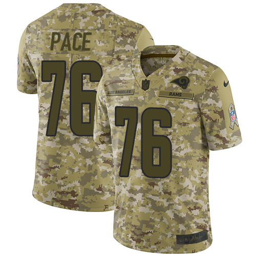 Los Angeles Rams #76 Orlando Pace Camo Men's Stitched Limited 2018 Salute To Service Jersey Men's