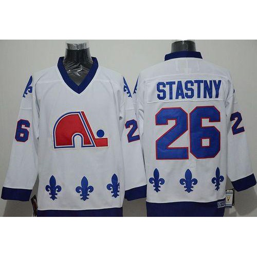Quebec Nordiques #26 Peter Stastny White CCM Throwback Stitched Jersey Men's