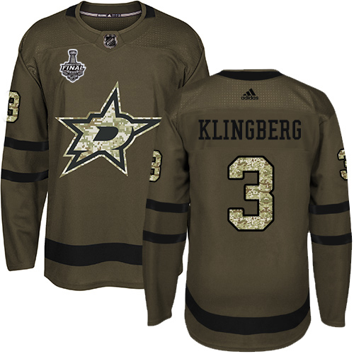 Adidas Dallas Stars #3 John Klingberg Green Salute to Service Youth 2020 Stanley Cup Final Stitched Jersey Youth