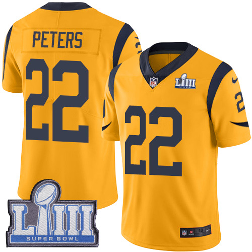 Los Angeles Rams #22 Marcus Peters Gold Super Bowl LIII Bound Men's Stitched Limited Rush Jersey Men's