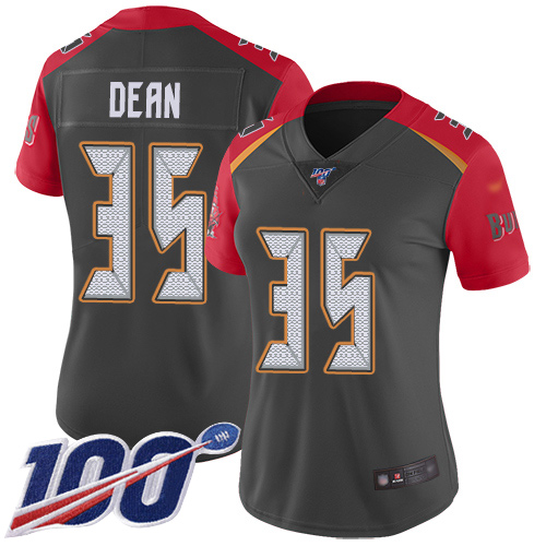 Tampa Bay Buccaneers #35 Jamel Dean Gray Women's Stitched Limited Inverted Legend 100th Season Jersey Womens