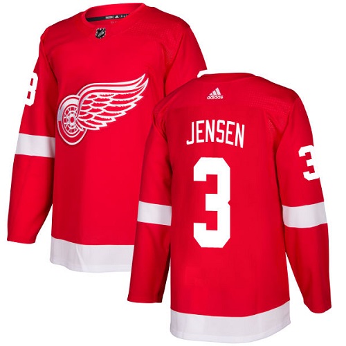 Adidas Detroit Red Wings #3 Nick Jensen Red Home Authentic Stitched Jersey Men's