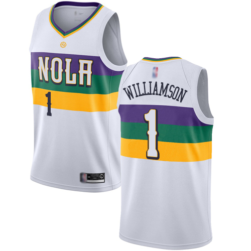 New Orleans Pelicans #1 Zion Williamson White Youth Swingman City Edition 2018/19 Jersey Youth