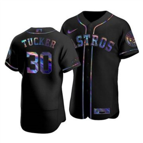 Houston Houston Astros #30 Kyle Tucker Men's Iridescent Holographic Collection Jersey - Black Men's