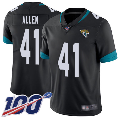 Jaguars #41 Josh Allen Black Team Color Men's Stitched 100th Season Vapor Limited Jersey