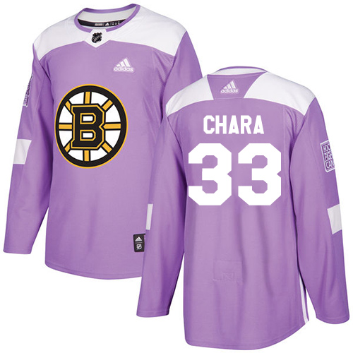 Adidas Boston Bruins #33 Zdeno Chara Purple Authentic Fights Cancer Stitched Jersey Men's