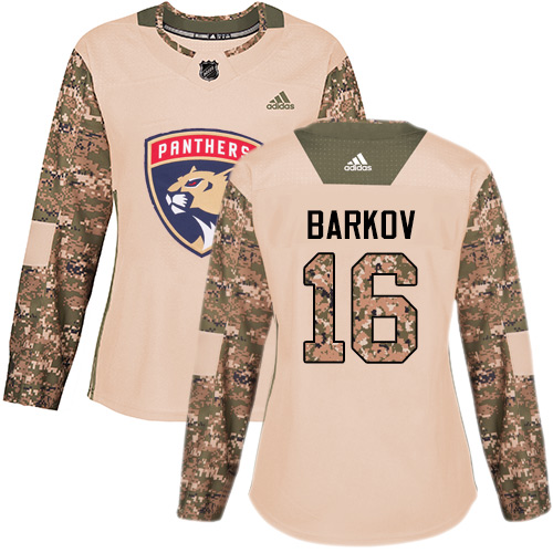 Adidas Florida Panthers #16 Aleksander Barkov Camo Authentic 2017 Veterans Day Women's Stitched Jersey Womens