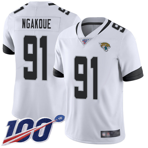 Jacksonville Jaguars #91 Yannick Ngakoue White Men's Stitched 100th Season Vapor Limited Jersey Men's