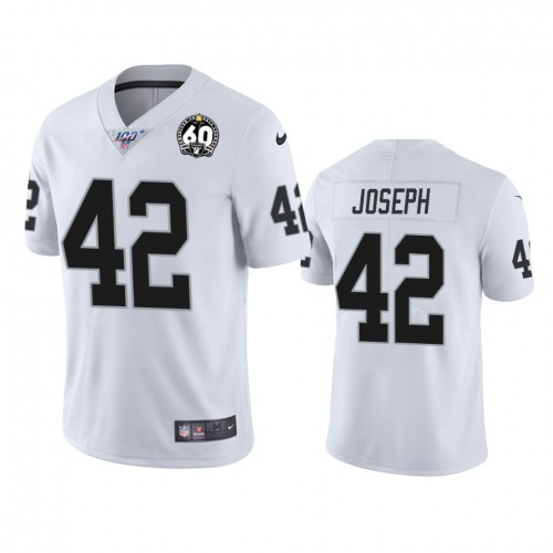 Las Vegas Raiders #42 Karl Joseph White 60th Anniversary Vapor Limited Stitched 100th Season Jersey Men's