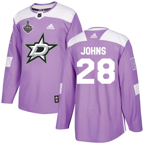 Adidas Dallas Stars #28 Stephen Johns Purple Authentic Fights Cancer 2020 Stanley Cup Final Stitched Jersey Men's