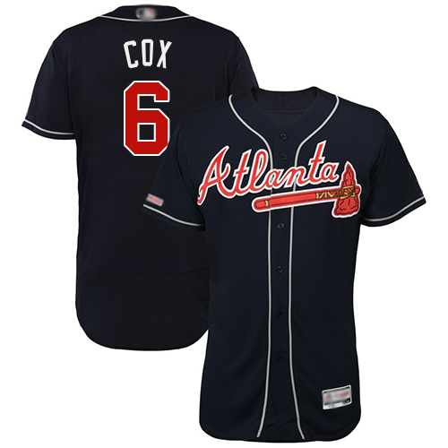 Atlanta Braves #6 Bobby Cox Navy Blue Flexbase Authentic Collection Stitched Jersey Men's