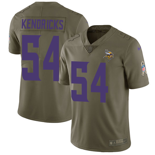 Minnesota Vikings #54 Eric Kendricks Olive Youth Stitched Limited 2017 Salute to Service Jersey Youth