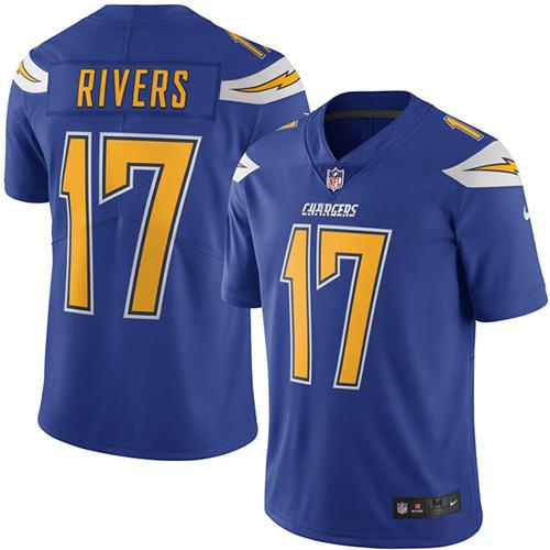 Los Angeles Chargers #17 Philip Rivers Electric Blue Men's Stitched Limited Rush Jersey Men's