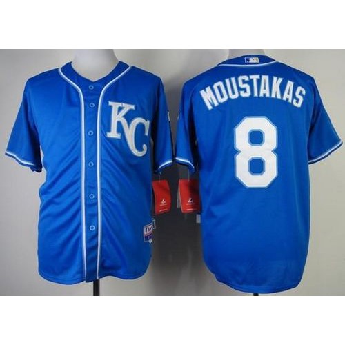 Kansas City Royals #8 Mike Moustakas Blue Alternate 2 Cool Base Stitched Jersey Men's