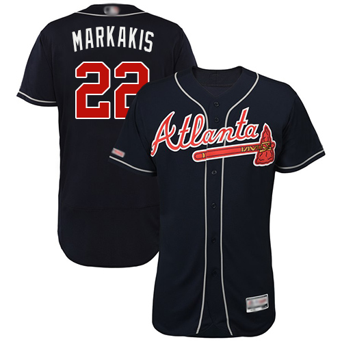 Atlanta Braves #22 Nick Markakis Navy Blue Flexbase Authentic Collection Stitched Jersey Men's